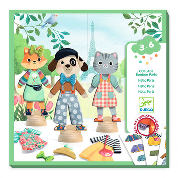 Djeco Dress Up with Stickers Wooden Figures 