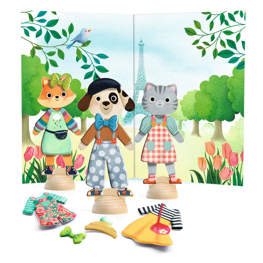 Djeco Dress Up with Stickers Wooden Figures 