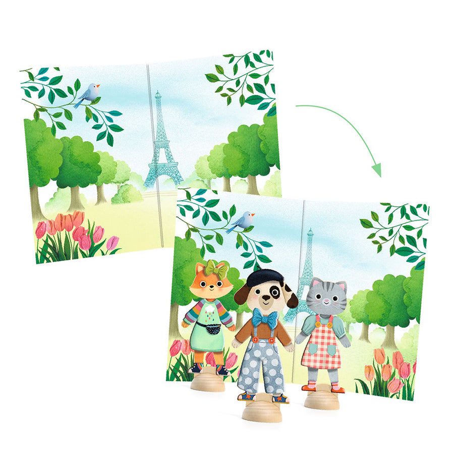 Djeco Dress Up with Stickers Wooden Figures 