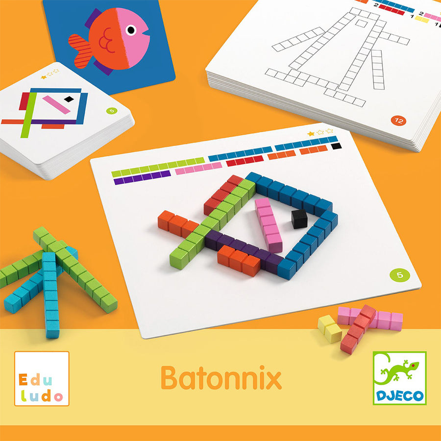 Djeco Educational Game of Composing Images with Colorful Sticks 