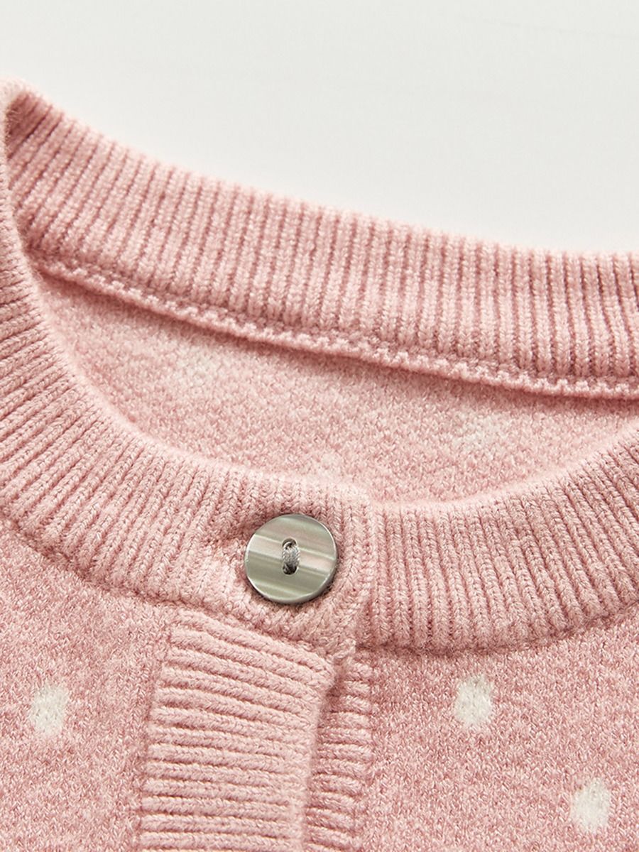 Pink knitwear cardigan polka dots