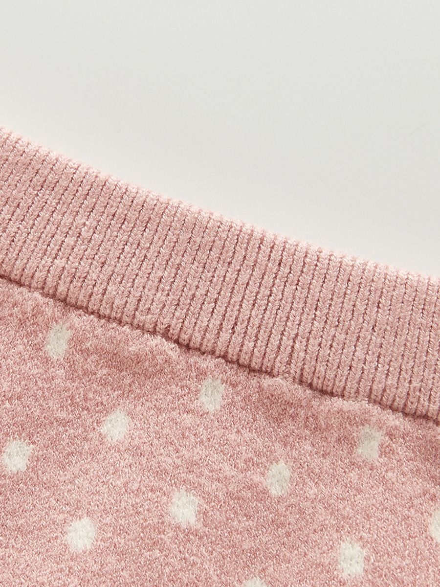 Pink knitwear cardigan polka dots