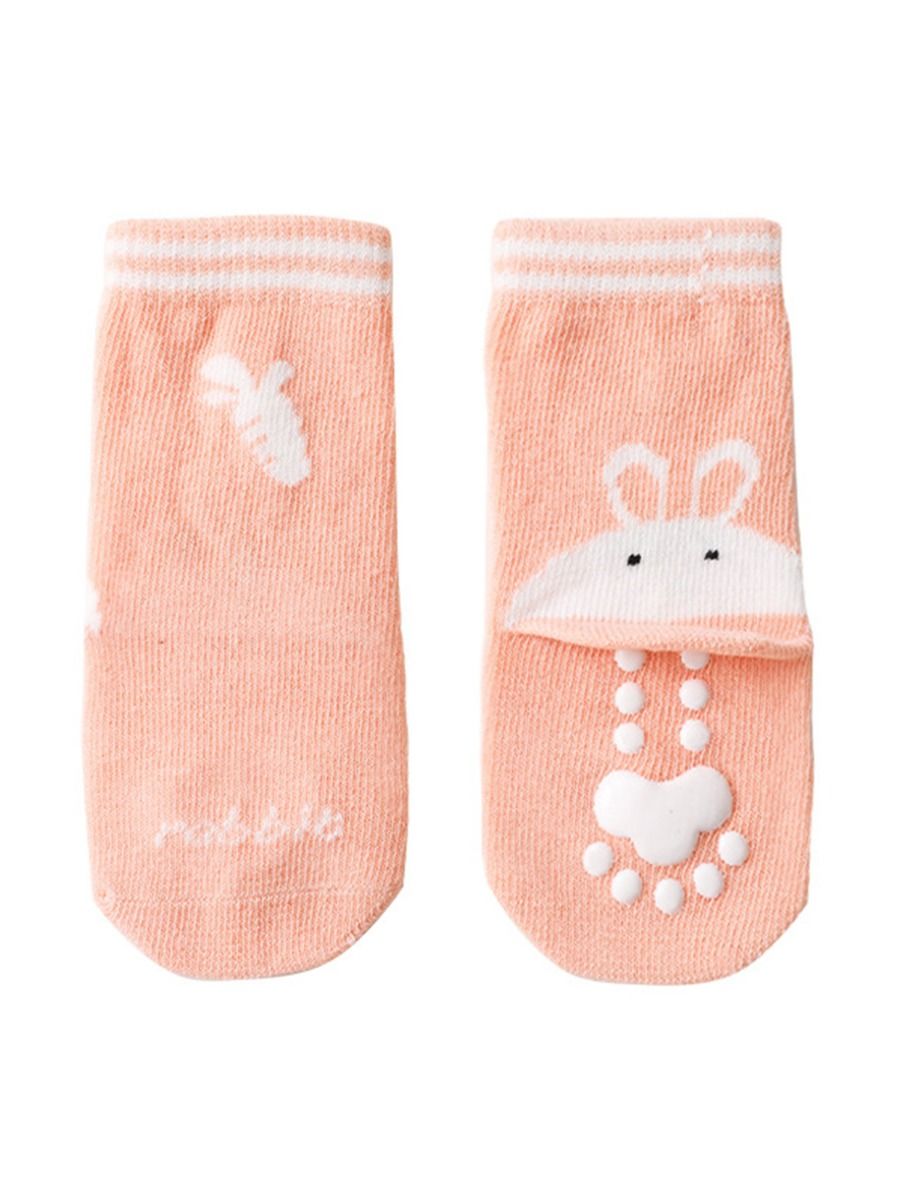 Rabbit non-slip baby socks pastel orange