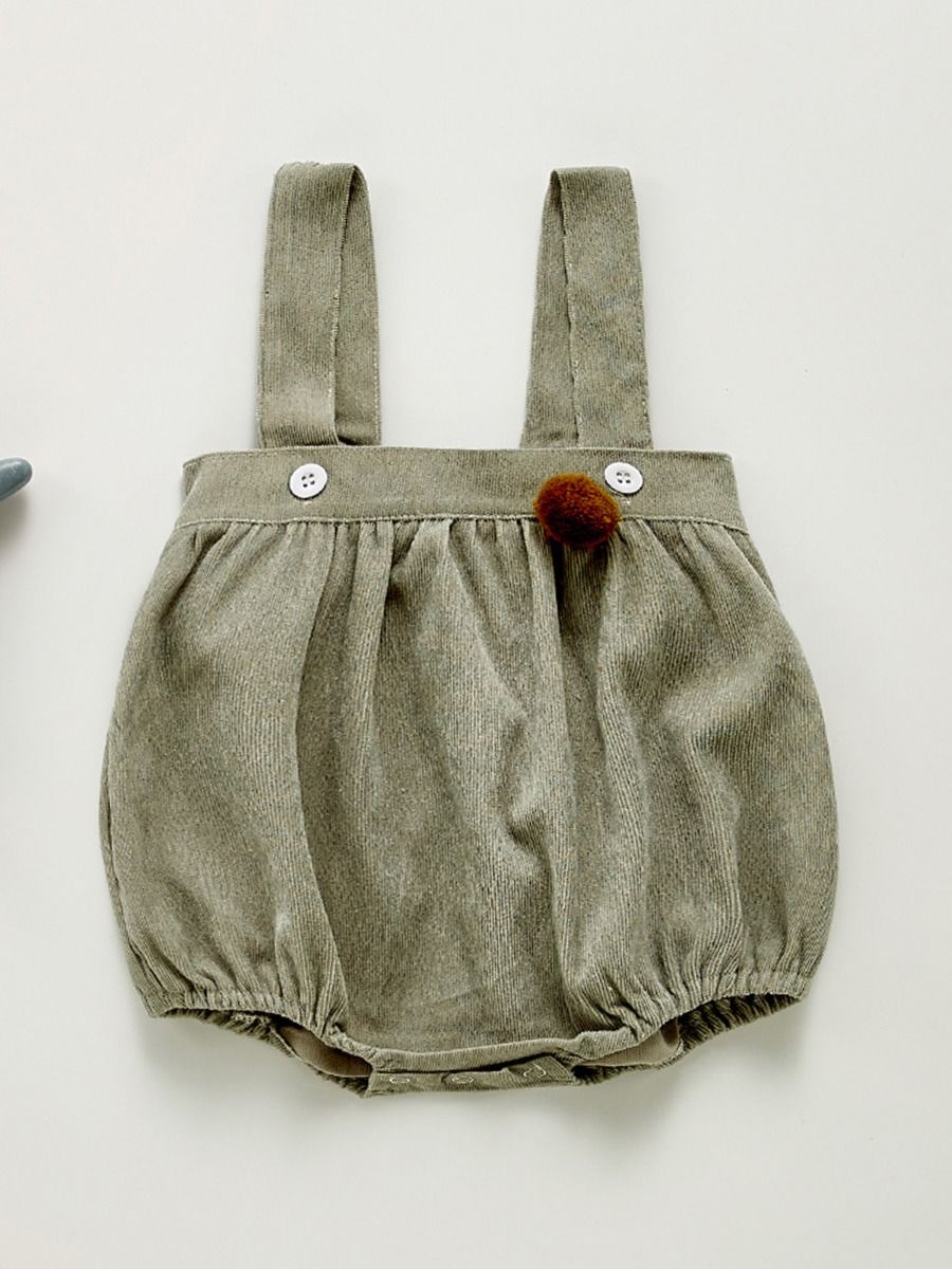 Khaki dark green dungarees pom pom girls