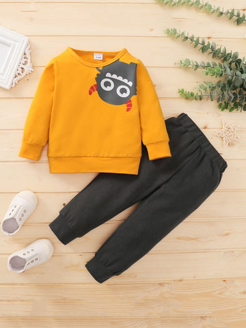 Curious monster long sleeve top bottom set boys