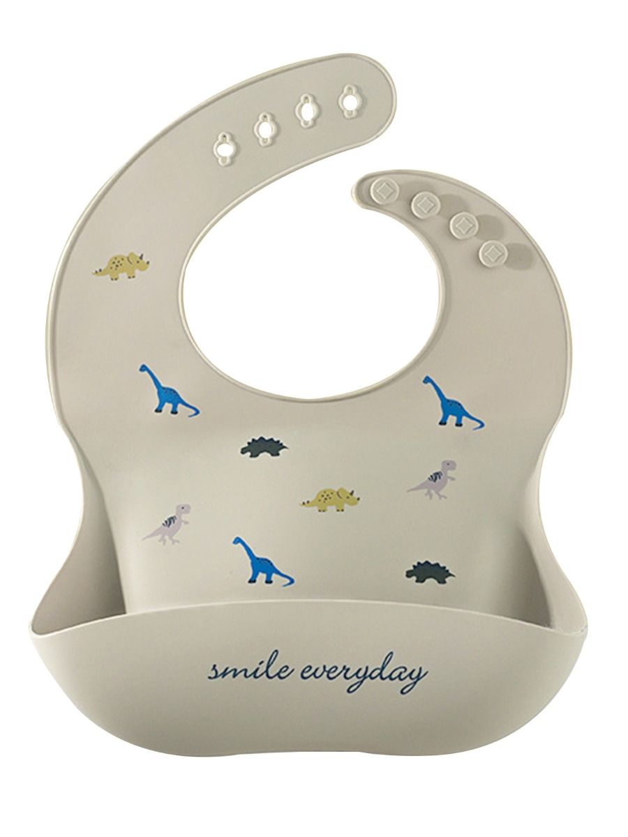 Dinosaur Grey Silicone Bib