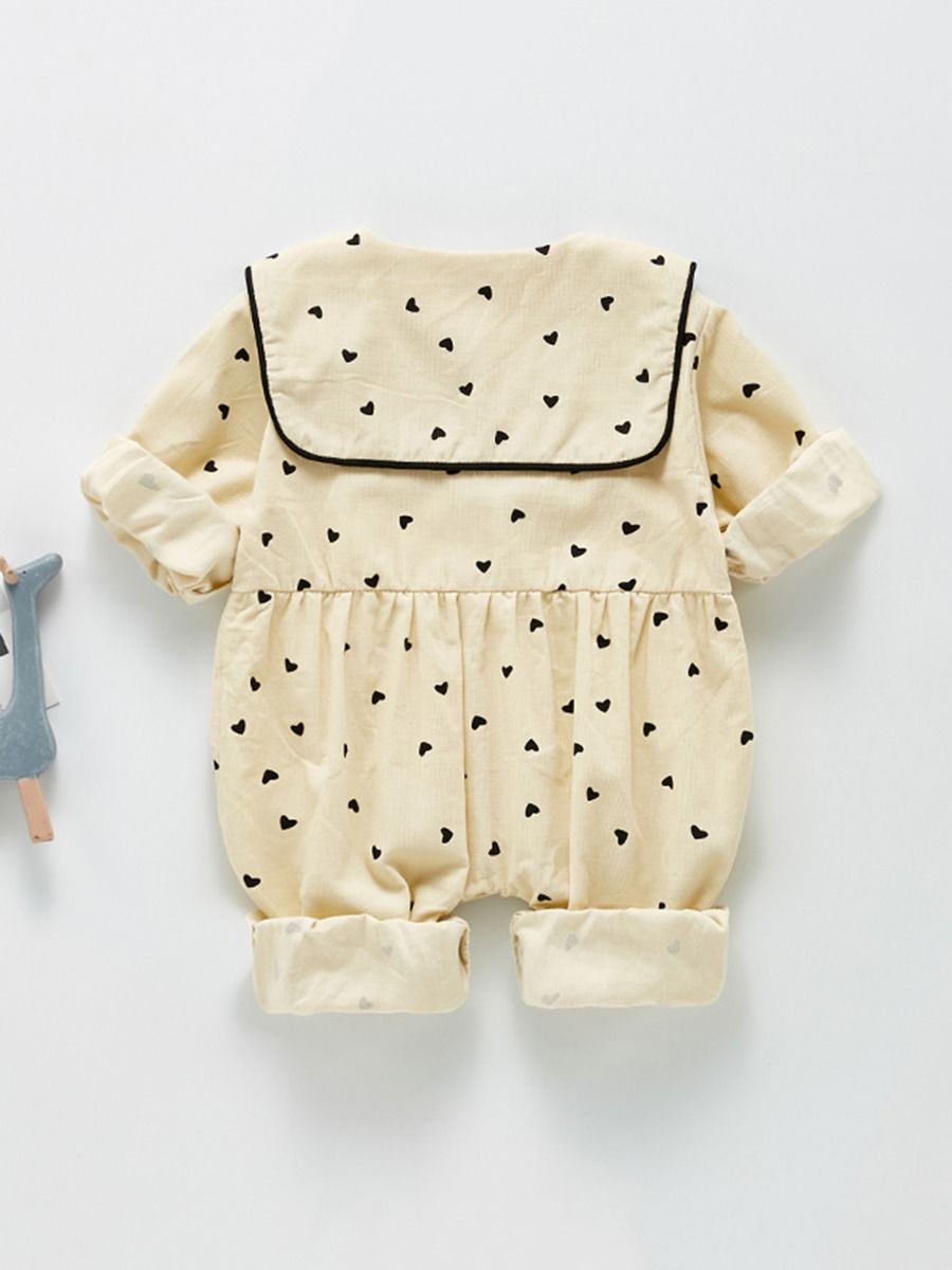 Girl jumpsuit collar beige