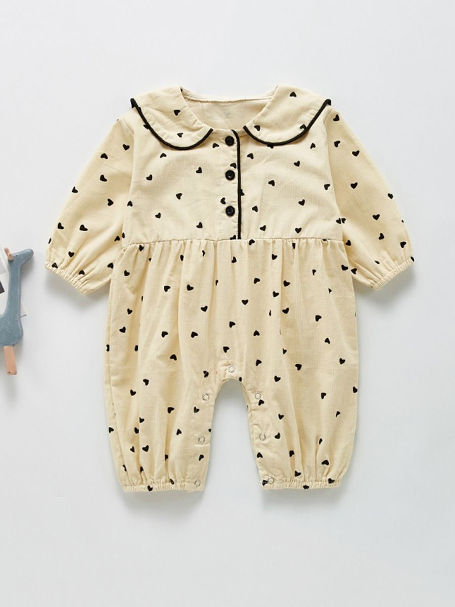 Girl jumpsuit collar beige