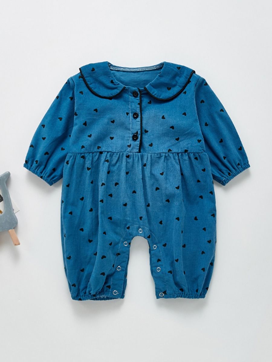 Girl jumpsuit collar blue