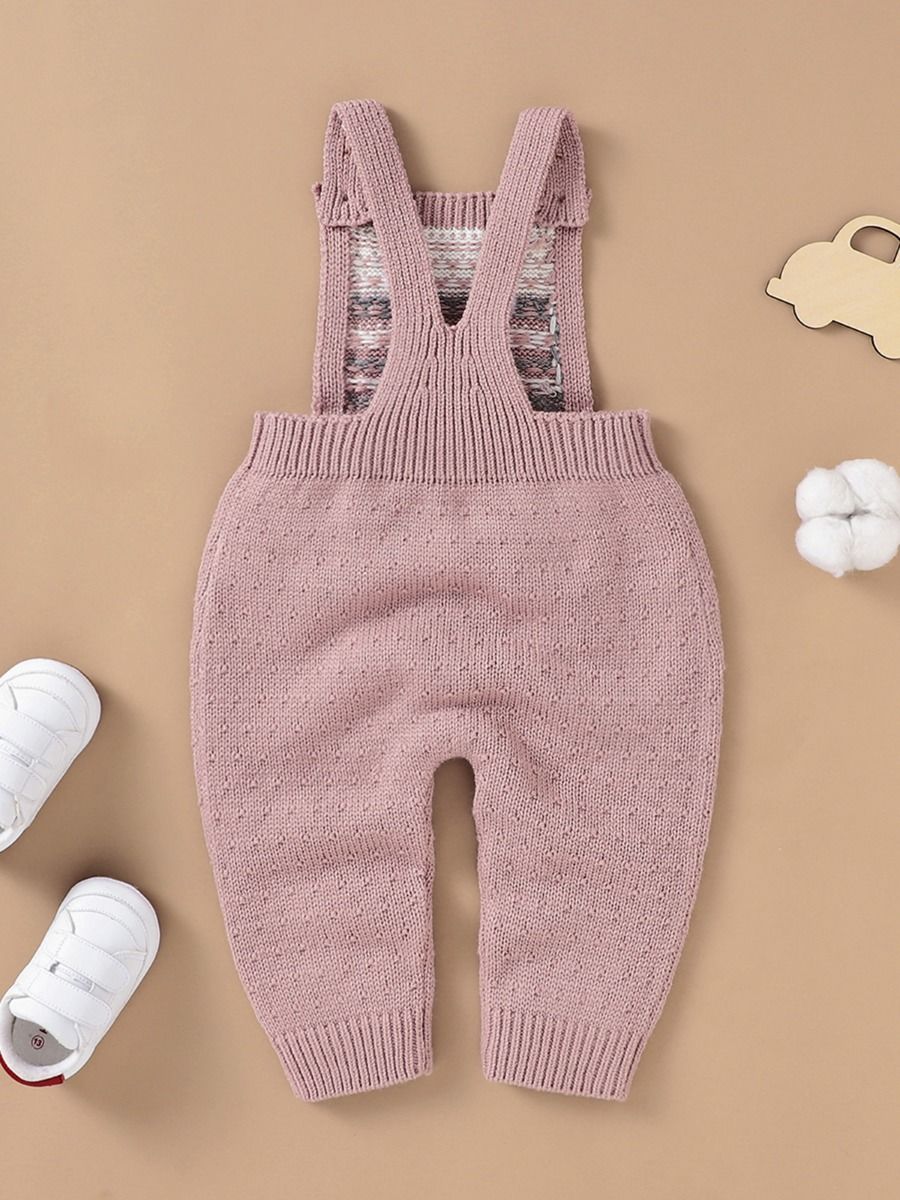 Pink knitted dungarees girls