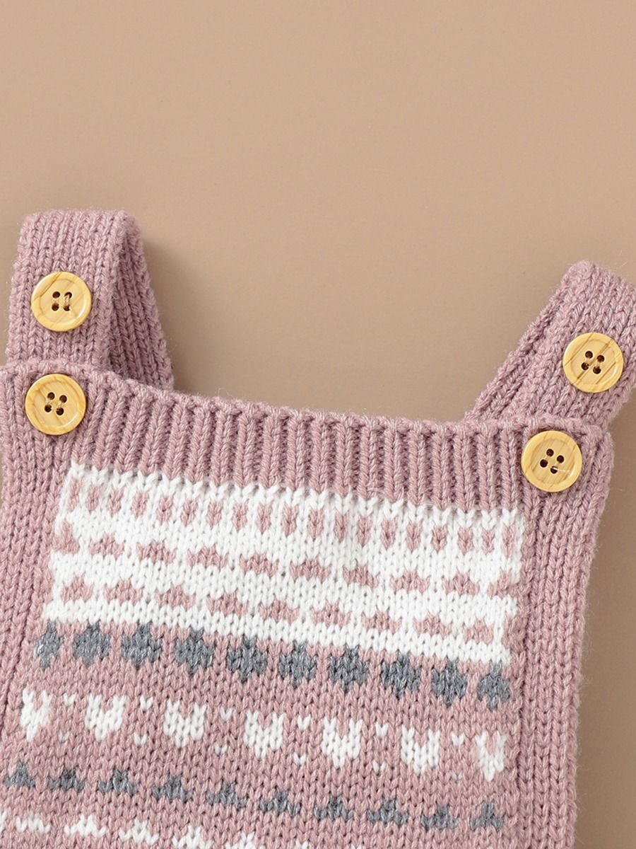 Pink knitted dungarees girls