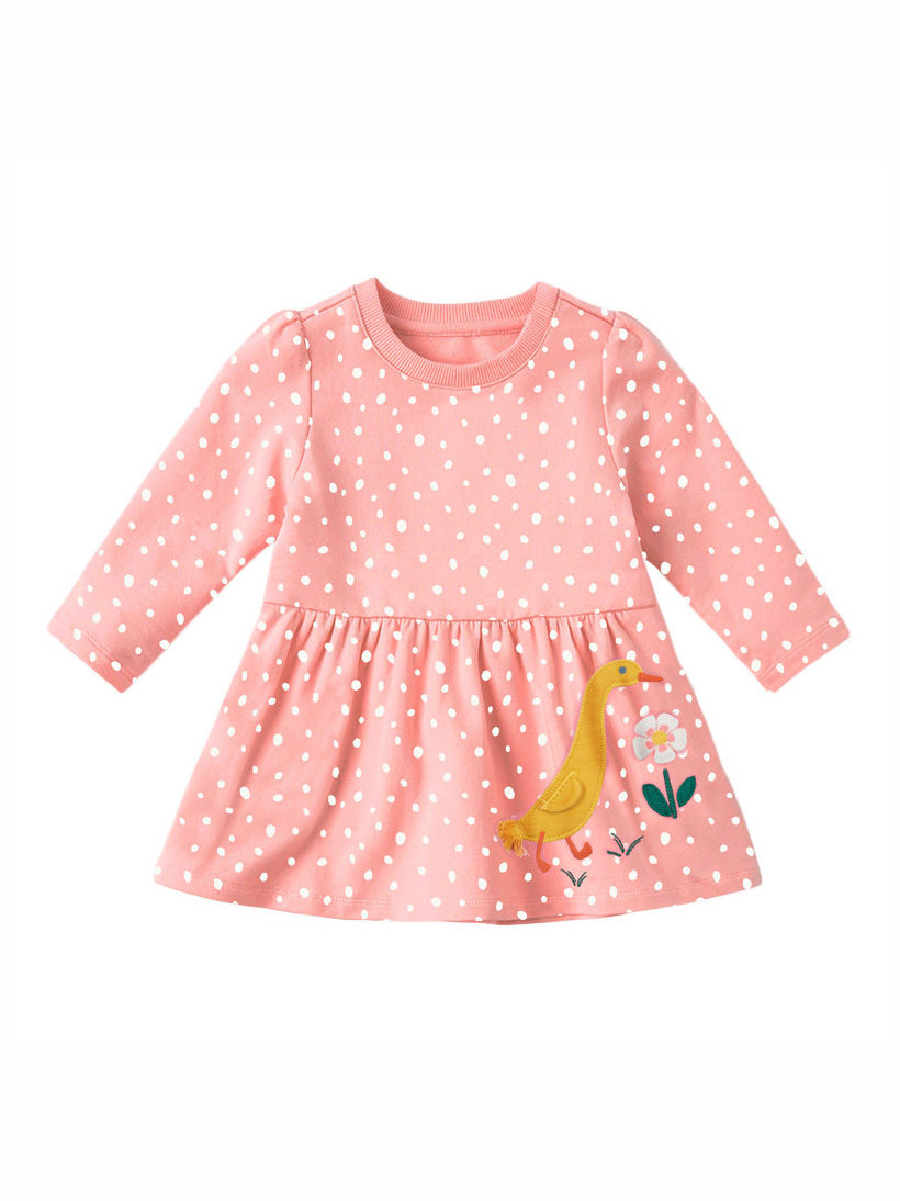 Silky duckling dress baby pink polka dots