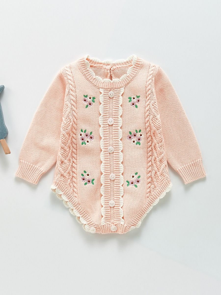 Coral knitwear bodysuit ruffles girls