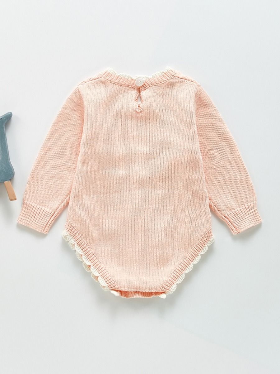 Coral knitwear bodysuit ruffles girls