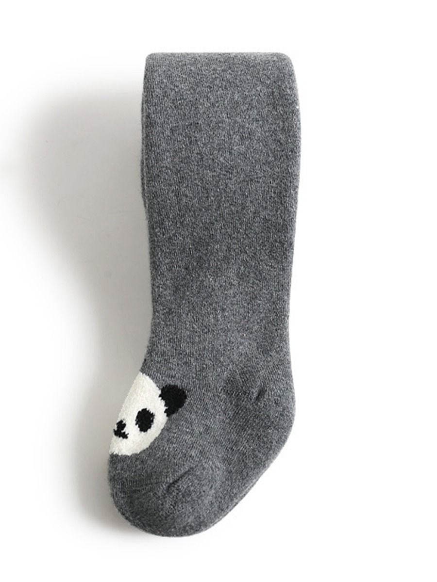 Winter warm panda baby tights dark grey