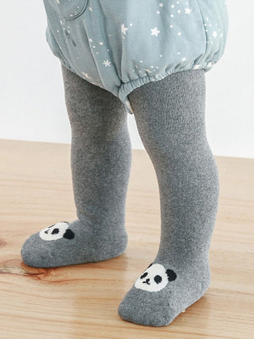 Winter warm panda baby tights dark grey