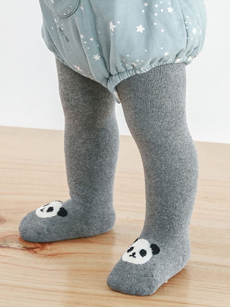 Winter warm panda baby tights dark grey