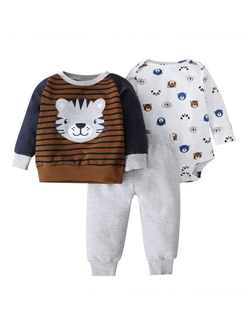Boys 3-piece long sleeve set animal print